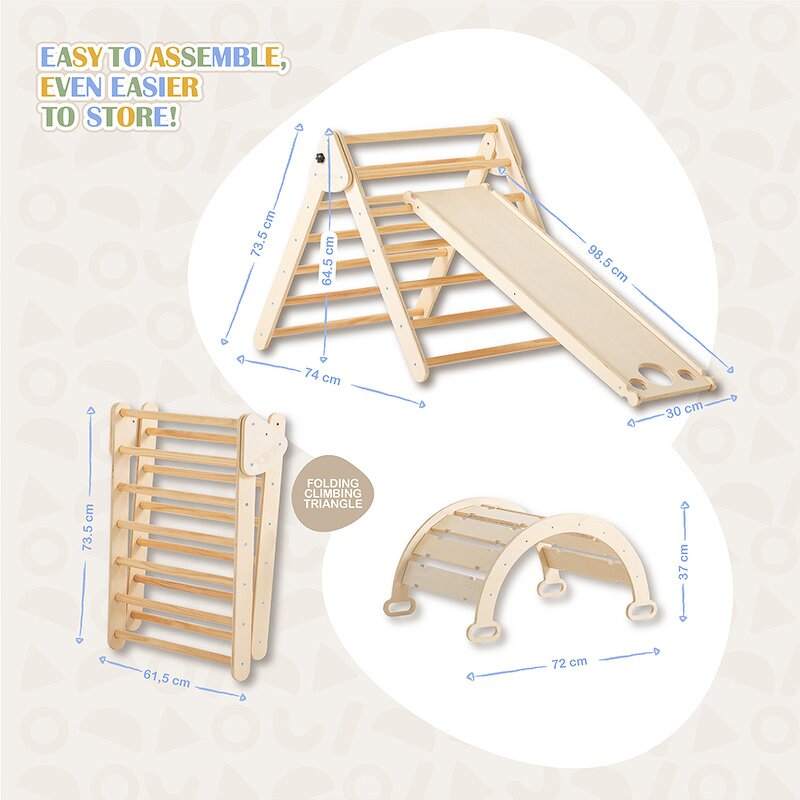Indoor Gym Climbing Frame Factory - Wooden Montessori Foldable with Slide Arch