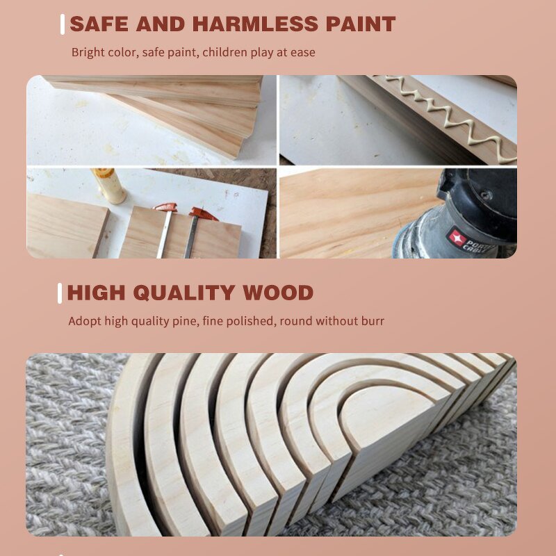 Wooden Rainbow Blocks Set Factory - Montessori Arch Stacker Educational Toy