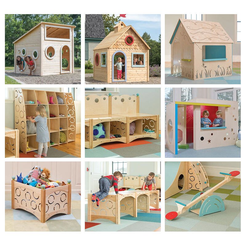 Indoor Outdoor Playground Factory - Montessori Slide Swing Game Playhouse for Kids