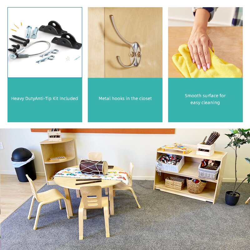 Round Table and Chair Set Factory - Montessori Wooden Adjustable Height Daycare