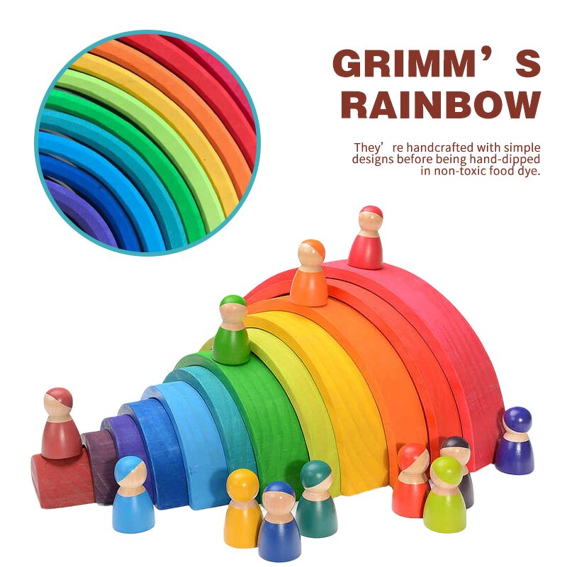 Wooden Rainbow Blocks Set Factory - Montessori Arch Stacker Educational Toy