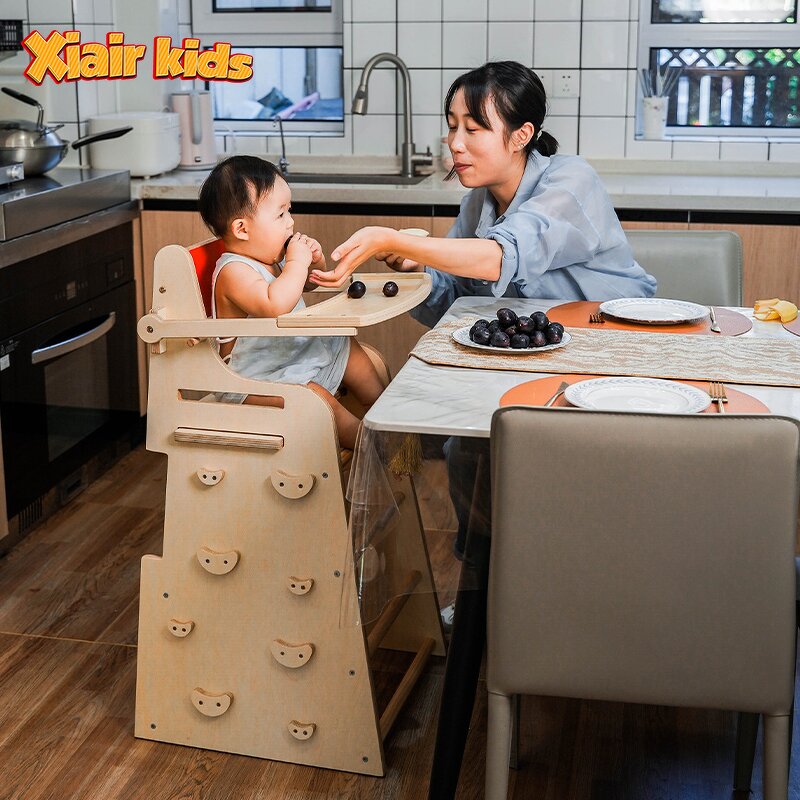 Baby Feeding Table Factory - Wooden Safety High Chair Foldable with Ladder