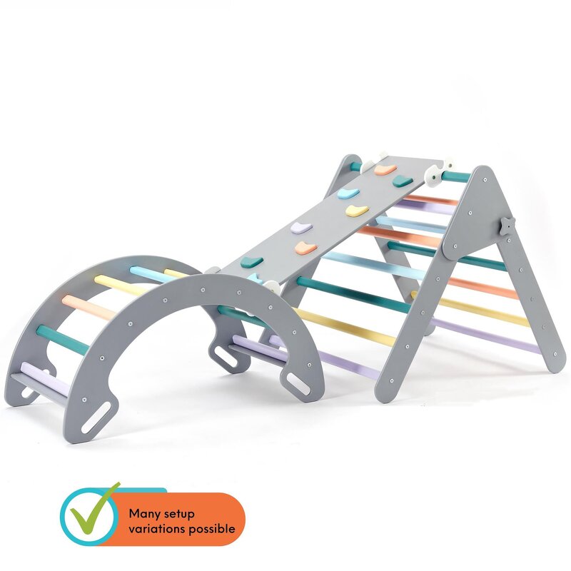 Climbing Frame Set Factory - Montessori Piklers Triangle with Ramp Arch Slide