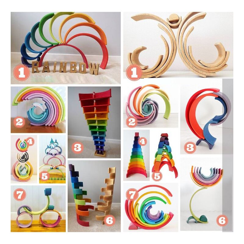Wooden Rainbow Blocks Set Factory - Montessori Arch Stacker Educational Toy