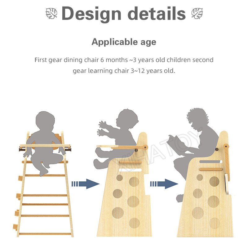 Baby Feeding Table Factory - Wooden Safety High Chair Foldable with Ladder
