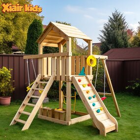 Wooden Swing Set Factory - Outdoor Kids Playground Slide with Swing Preschool