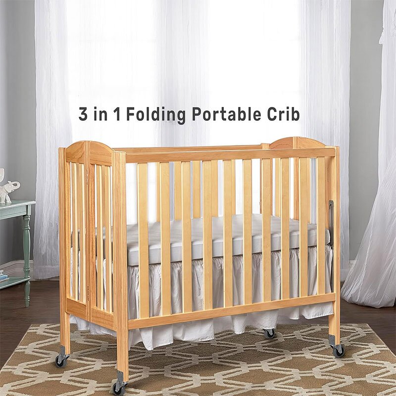 Portable Crib Factory - Montessori 3 in 1 Folding with Wheels Daycare Furniture