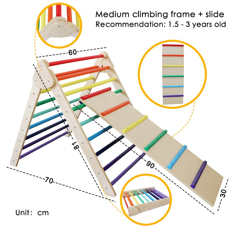 Kids Active Playground Factory - Wooden Montessori Climbing Frame with Ramp Arch