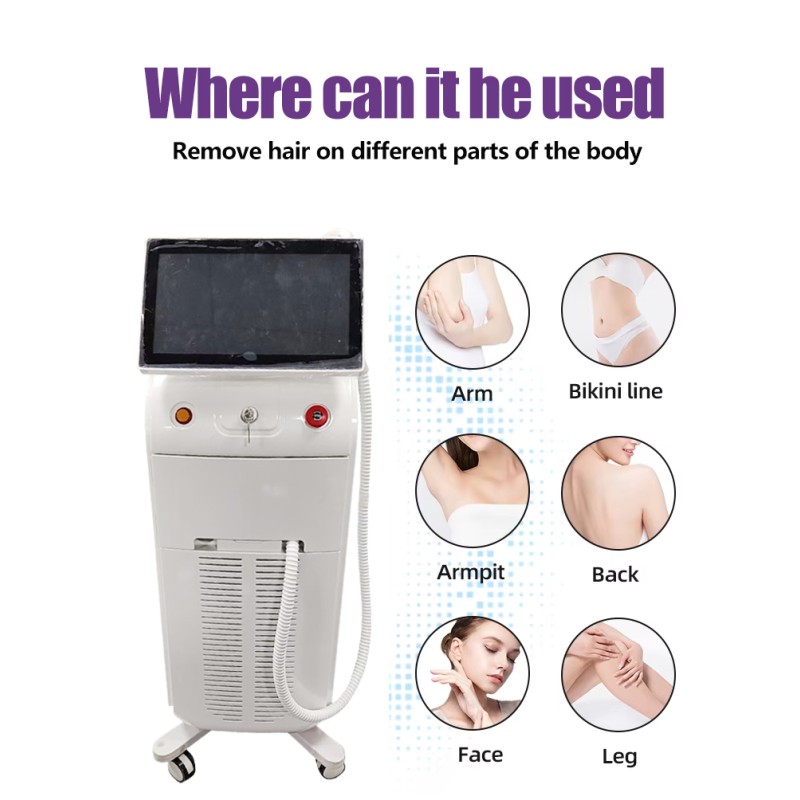 3 Wavelength Diode Laser Hair Removal Machine Laser Beauty Equipment 1800W Cooling Painless Hair Removing for Body Face