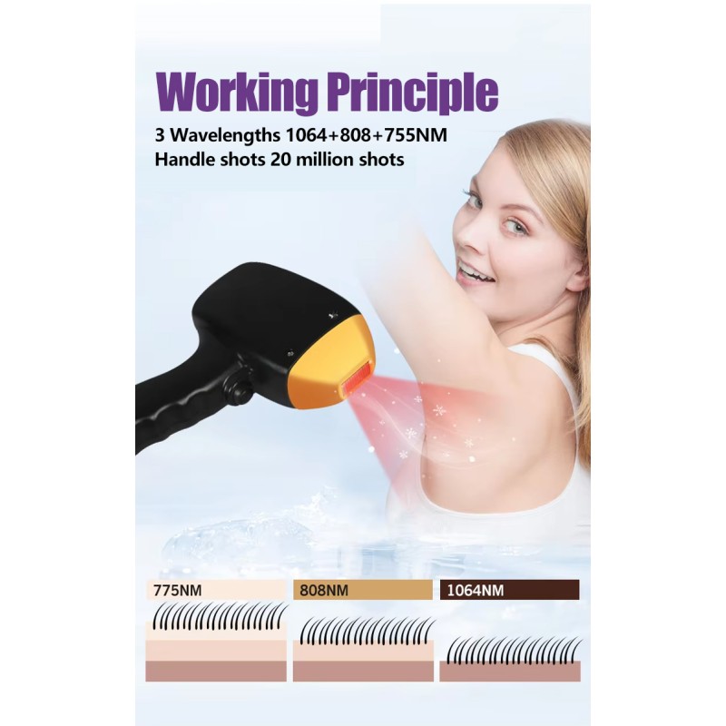 Hot-selling Laser Beauty Equipment 3 Wavelength 808 Diode Laser Hair Removal Machine for Salon Beauty Clinic Home Use