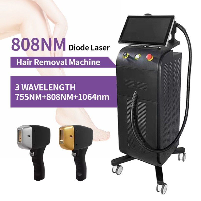 3 Wavelengths 2 Handles Diode 808 Laser Machine 755nm 808nm 1064nm For Hair Tattoo Removal Body Face Breast Rf Equipment