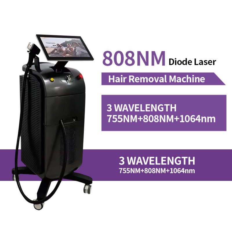 3 Wavelengths 2 Handles Diode 808 Laser Machine 755nm 808nm 1064nm For Hair Tattoo Removal Body Face Breast Rf Equipment