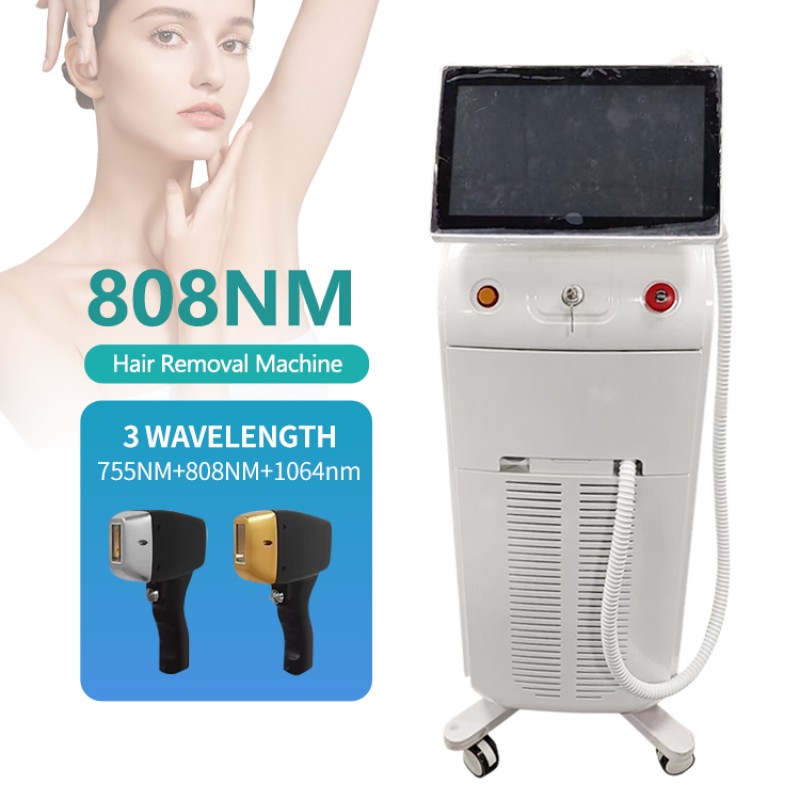 3 Wavelengths 2 Handles Diode 808 Laser Machine 755nm 808nm 1064nm For Hair Tattoo Removal Body Face Breast Rf Equipment