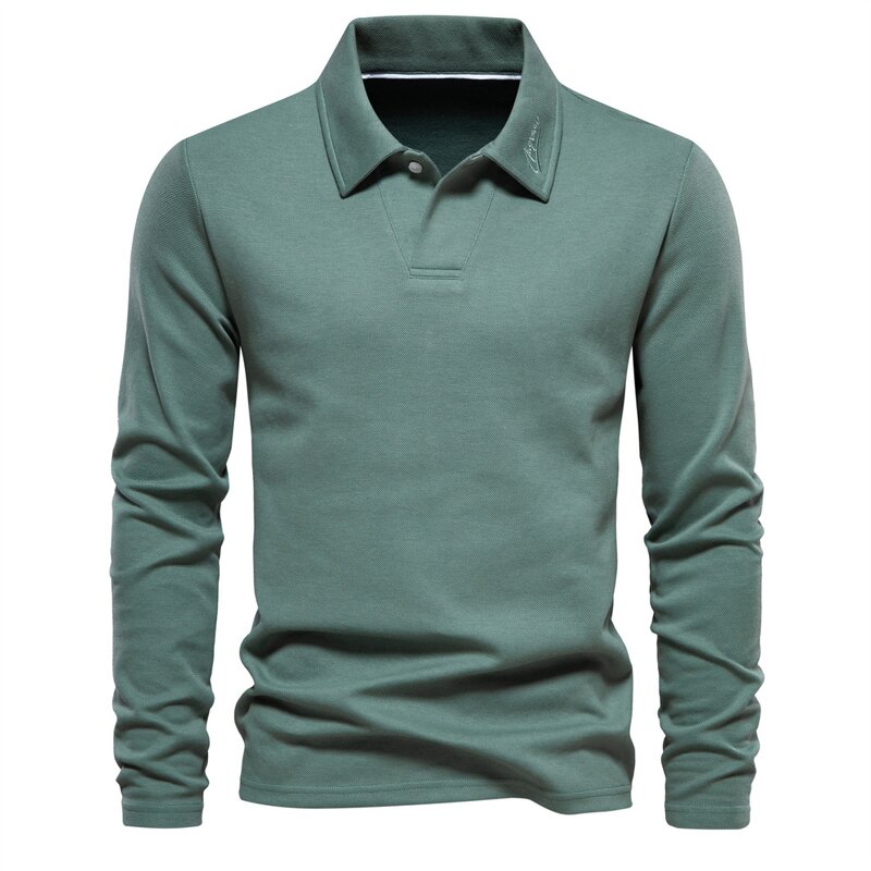 Men's Long Sleeve Polo Shirt Factory - Stylish Casual Slim Fit Solid Color