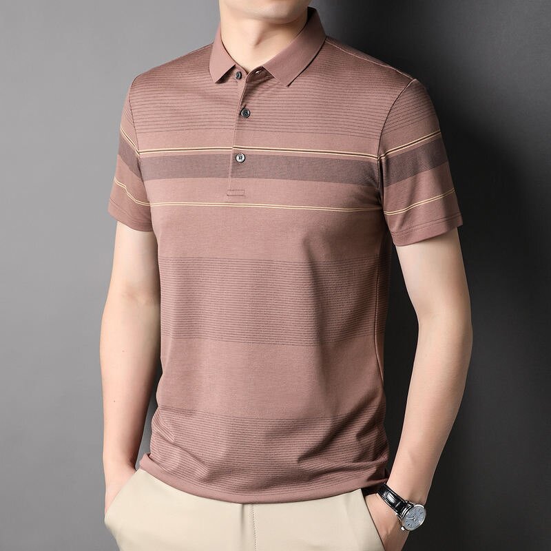 Men's Polo T-shirt Factory - Summer Short Sleeve Lapel Silk Loose