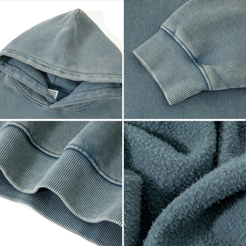 Vintage Hooded Sweatshirt Factory - Hip-Hop Washed Distressed Heavyweight