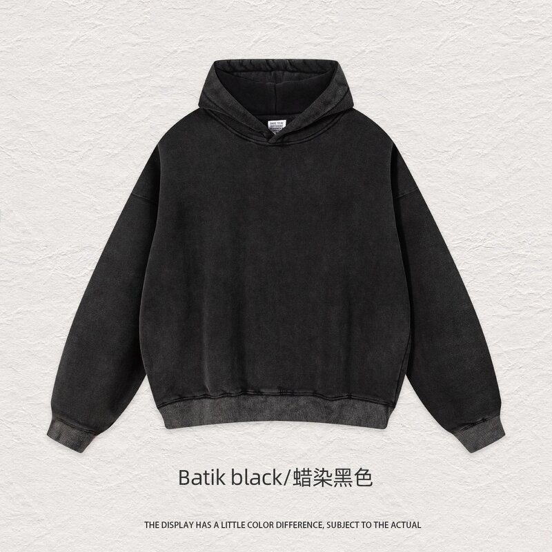 Vintage Hooded Sweatshirt Factory - Hip-Hop Washed Distressed Heavyweight