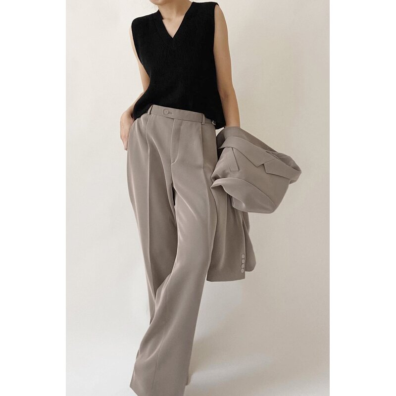 Women's Suit Pants Factory - Casual Solid High Waist Well Tailored