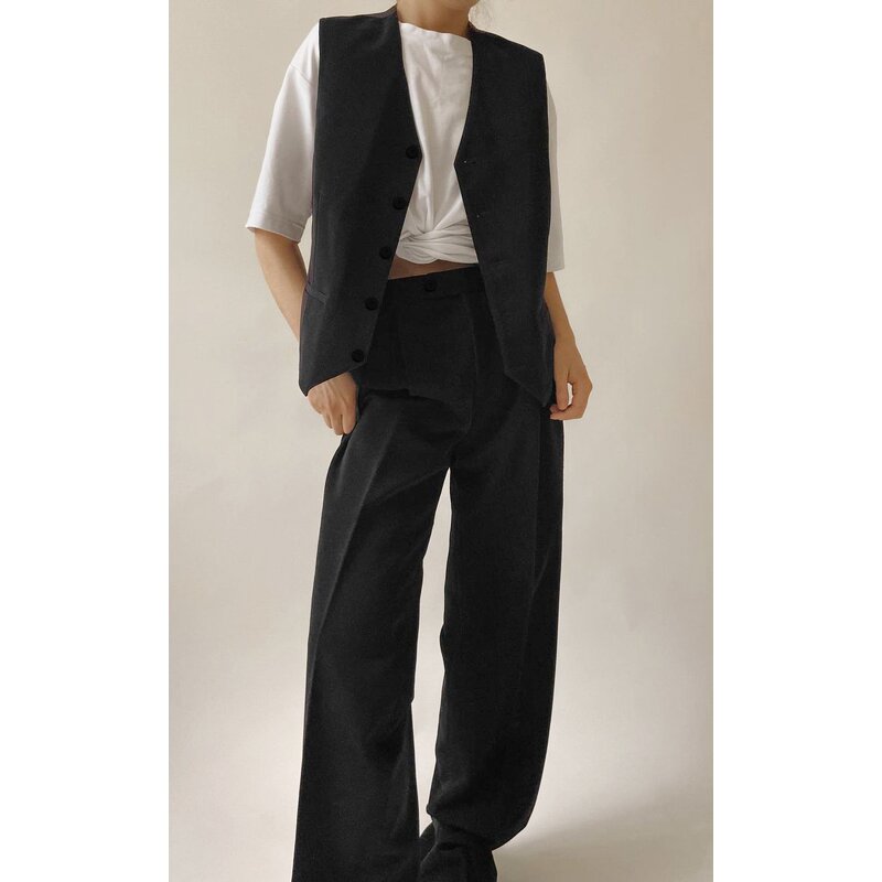 Women's Suit Pants Factory - Casual Solid High Waist Well Tailored