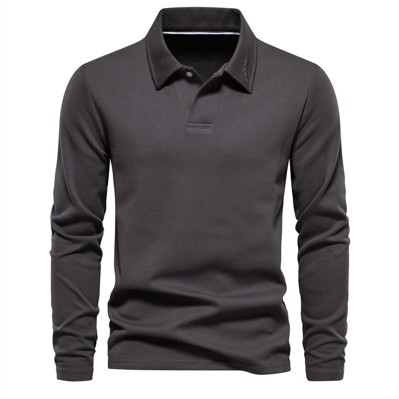 Men's Long Sleeve Polo Shirt Factory - Stylish Casual Slim Fit Solid Color