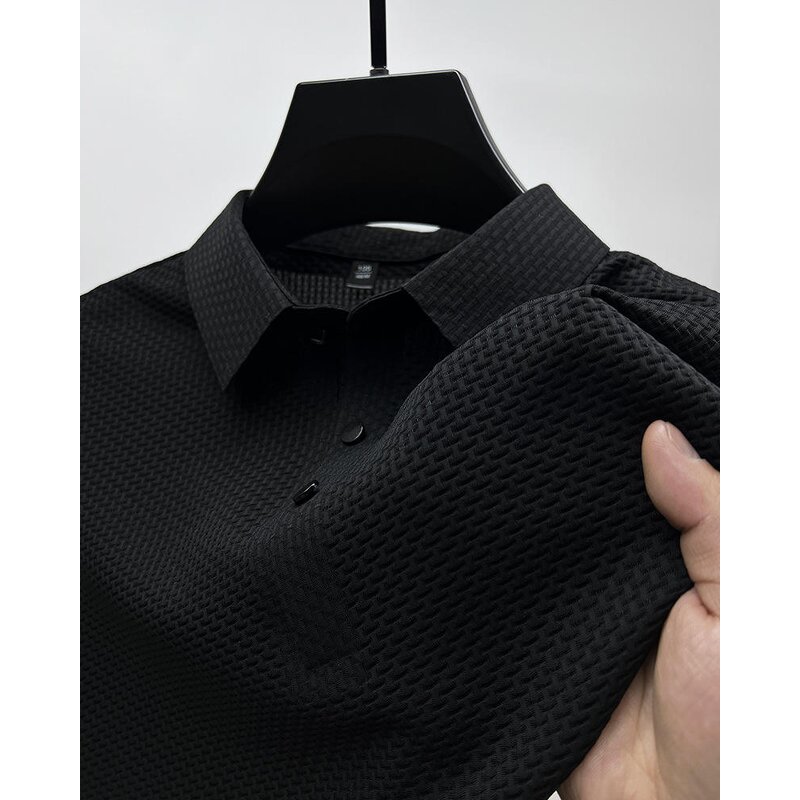 Men's Polo Shirt Factory - Hollow Short-sleeved Ice Silk Breathable Business