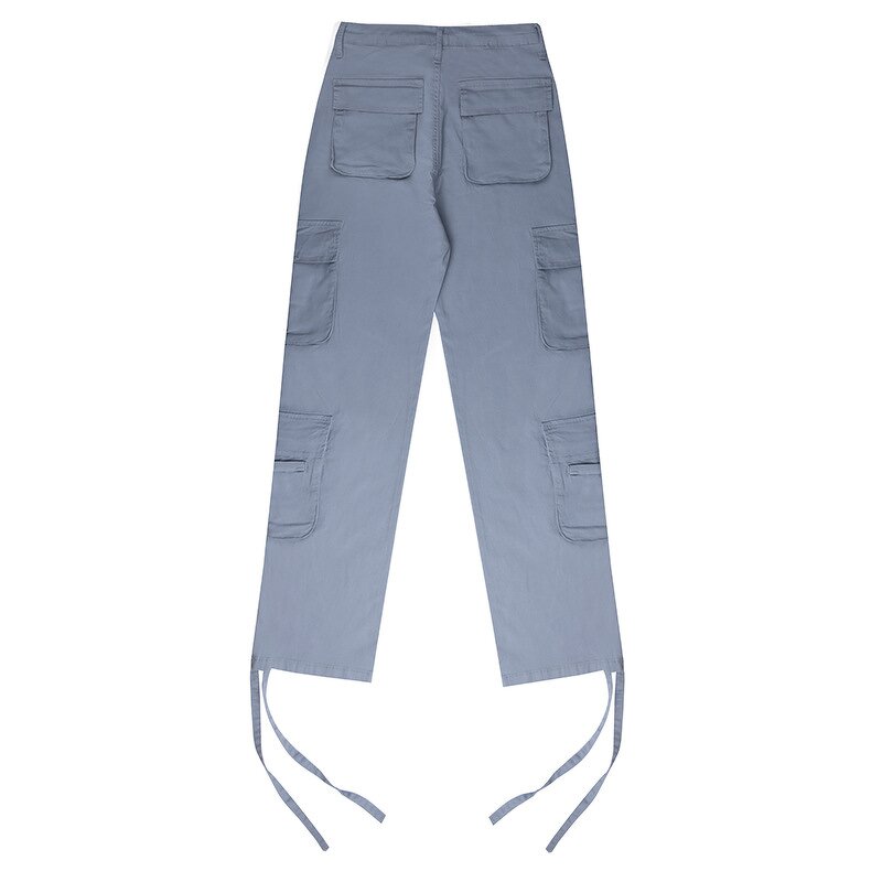 Women's Cargo Jeans Factory - Baggy Wide Leg Zipper Fly High Rise Pockets