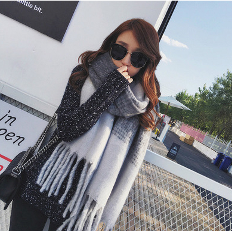 Shawl Factory - OEM Women's Plaid Tassels Thick Winter Warm