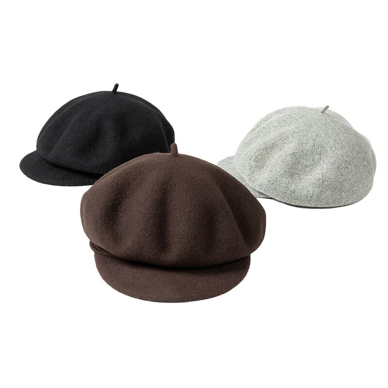 Beret Manufacturer - OEM New 100% Wool Striped Winter Warm Duckbill