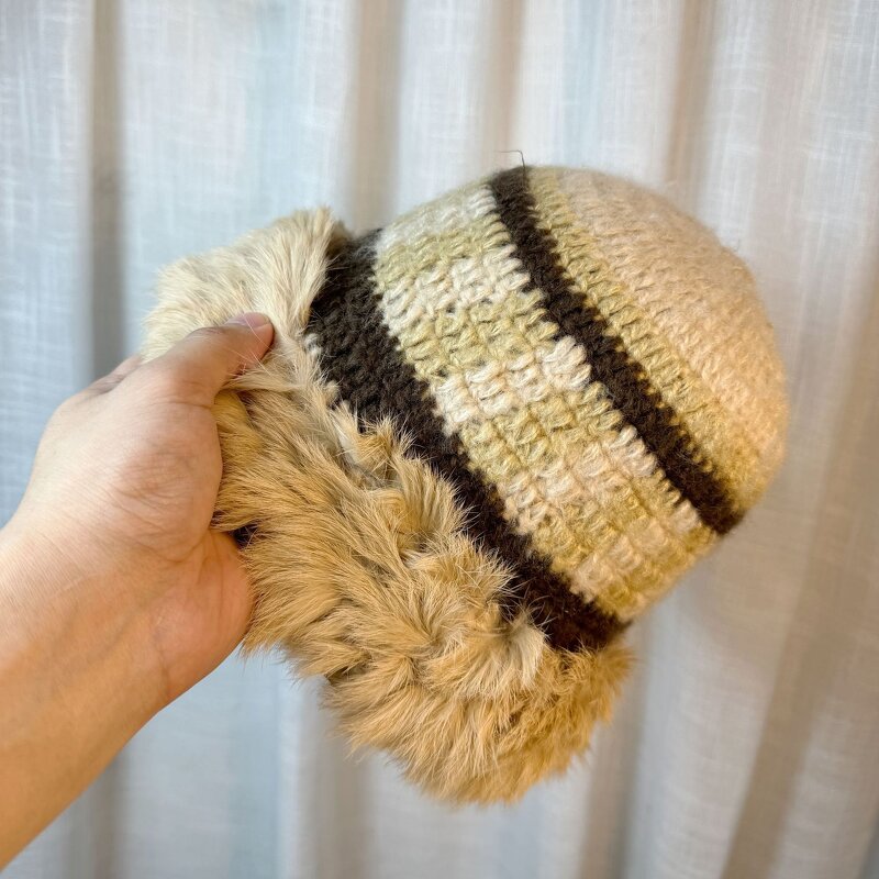 Knitted Beanie Supplier - OEM Customized Women's Winter Rabbit Hair Pattern