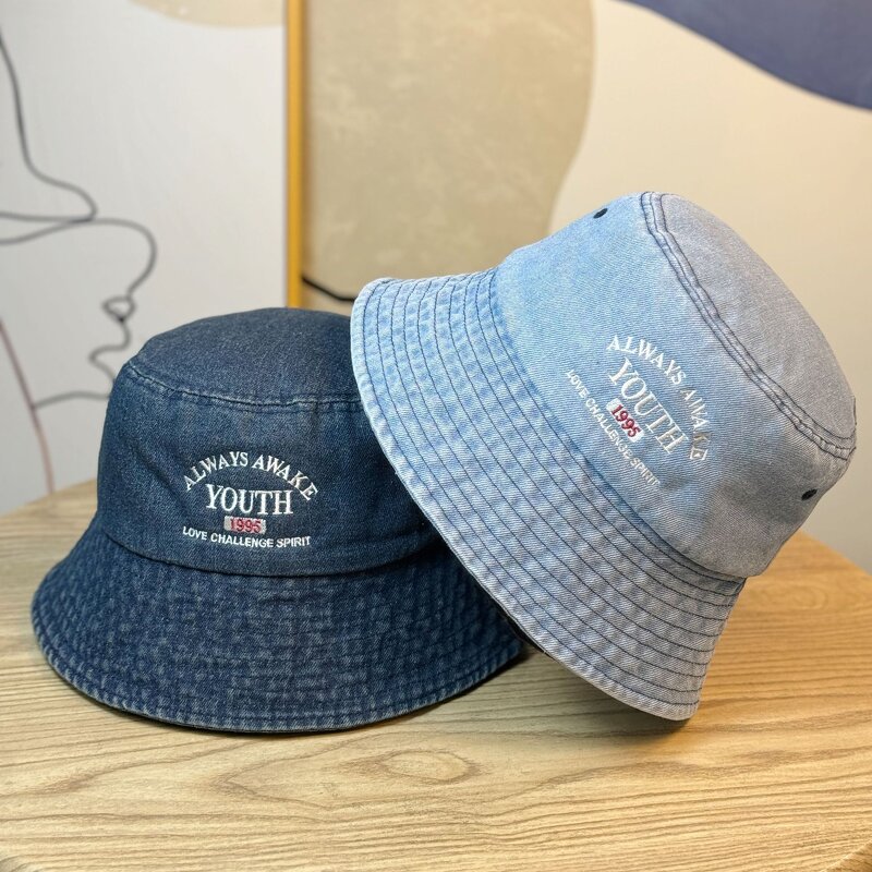 Bucket Hat Supplier - OEM High Quality Customized Striped Velour Denim