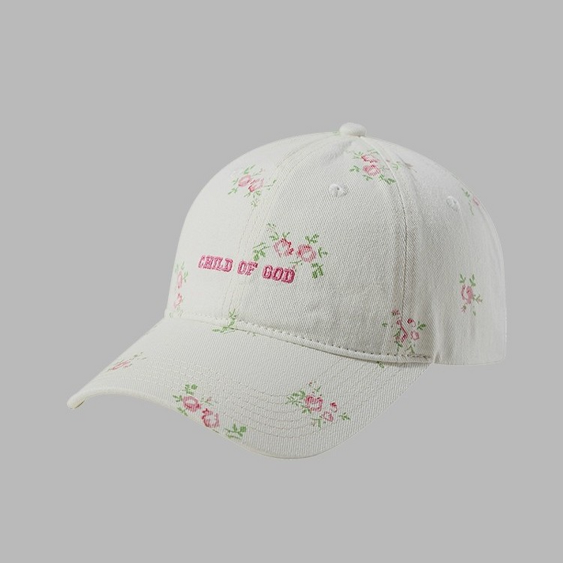 Duckbill Cap Supplier - OEM Korean Style Cream Floral 3D Embroidery