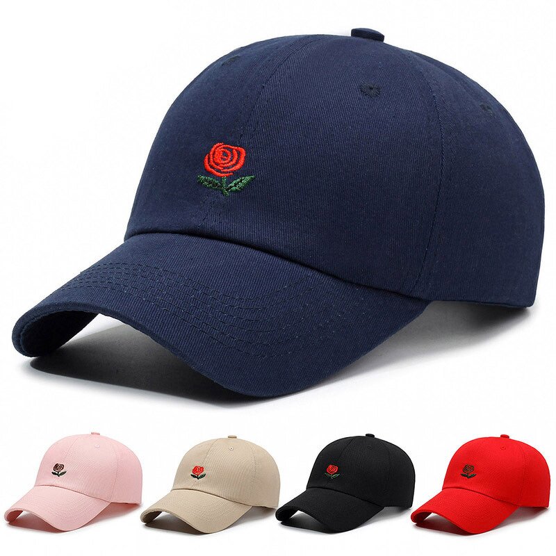 Dad Hat Manufacturer - OEM Vintage Cotton 6-Piece Rose Petal Embroidery