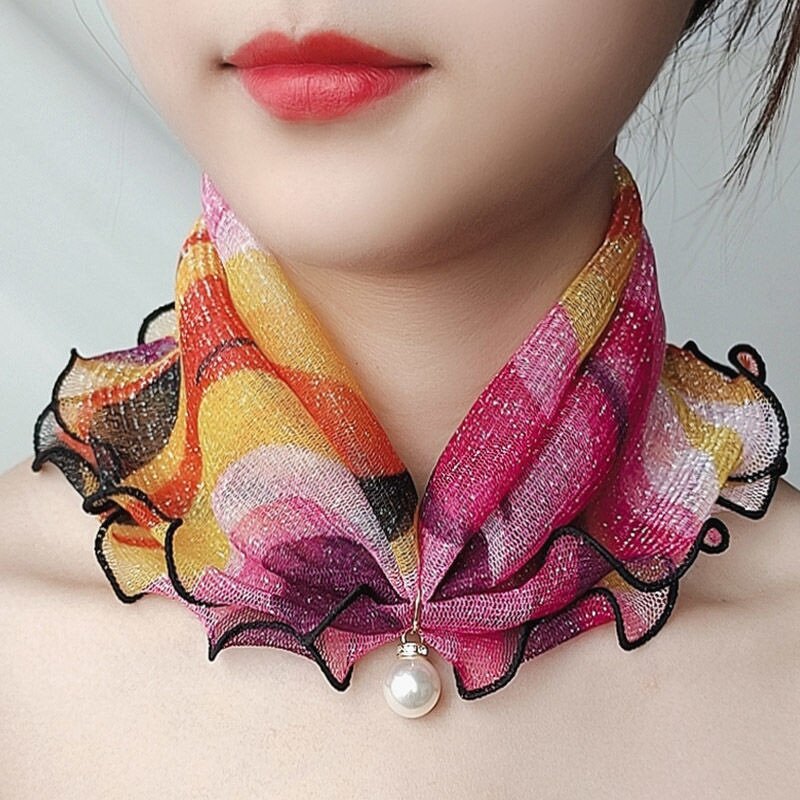 Silk Scarf Supplier - OEM Women's Summer Neck Wrap Flounced Small