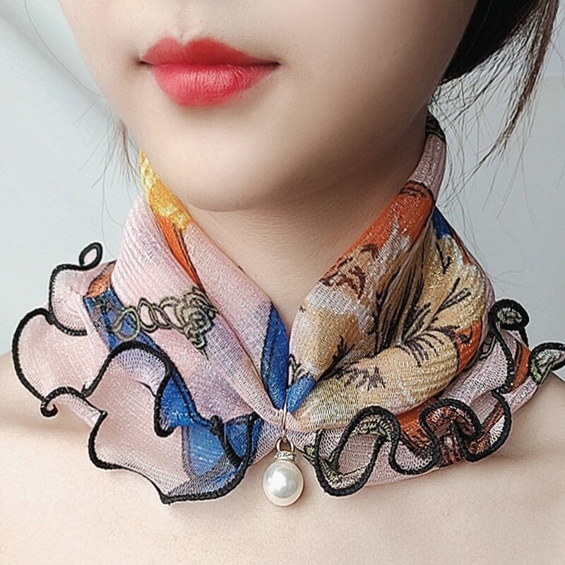 Silk Scarf Supplier - OEM Women's Summer Neck Wrap Flounced Small