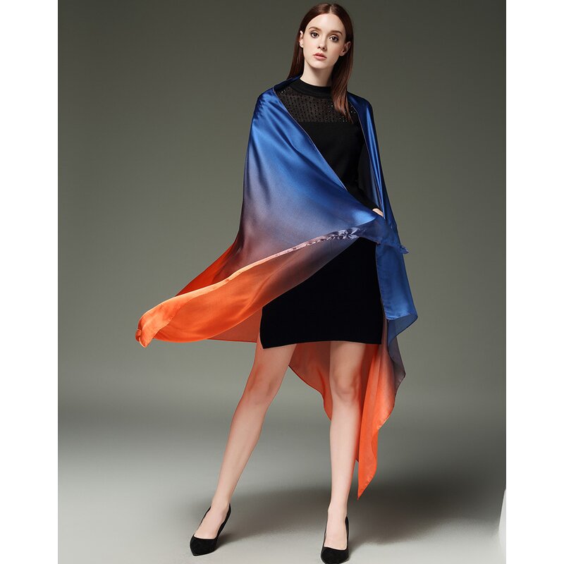 Silk Shawl Supplier - OEM China Oversized Gradient Style Luxury