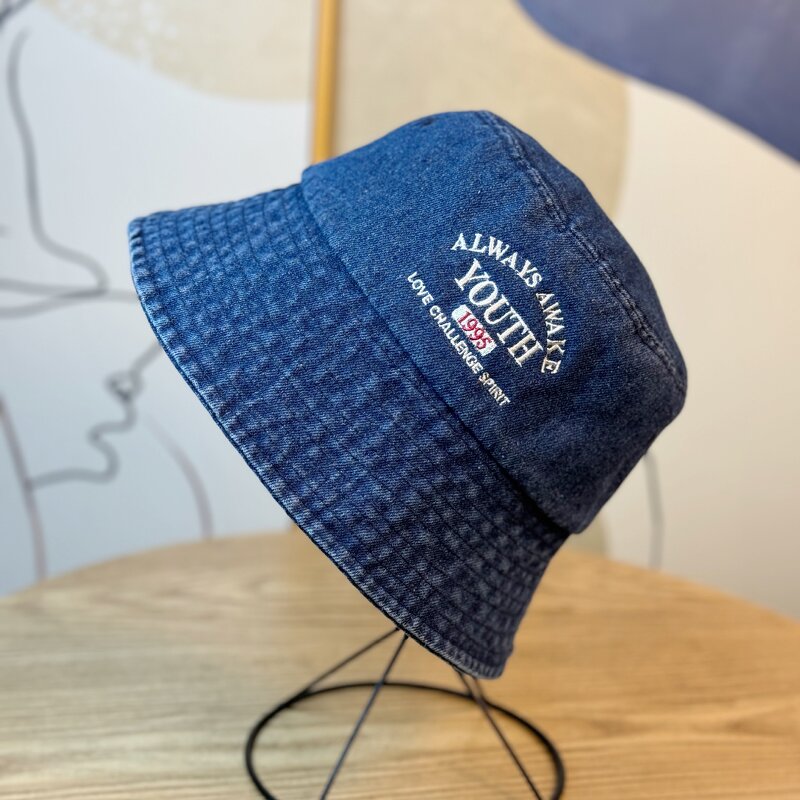 Bucket Hat Supplier - OEM High Quality Customized Striped Velour Denim