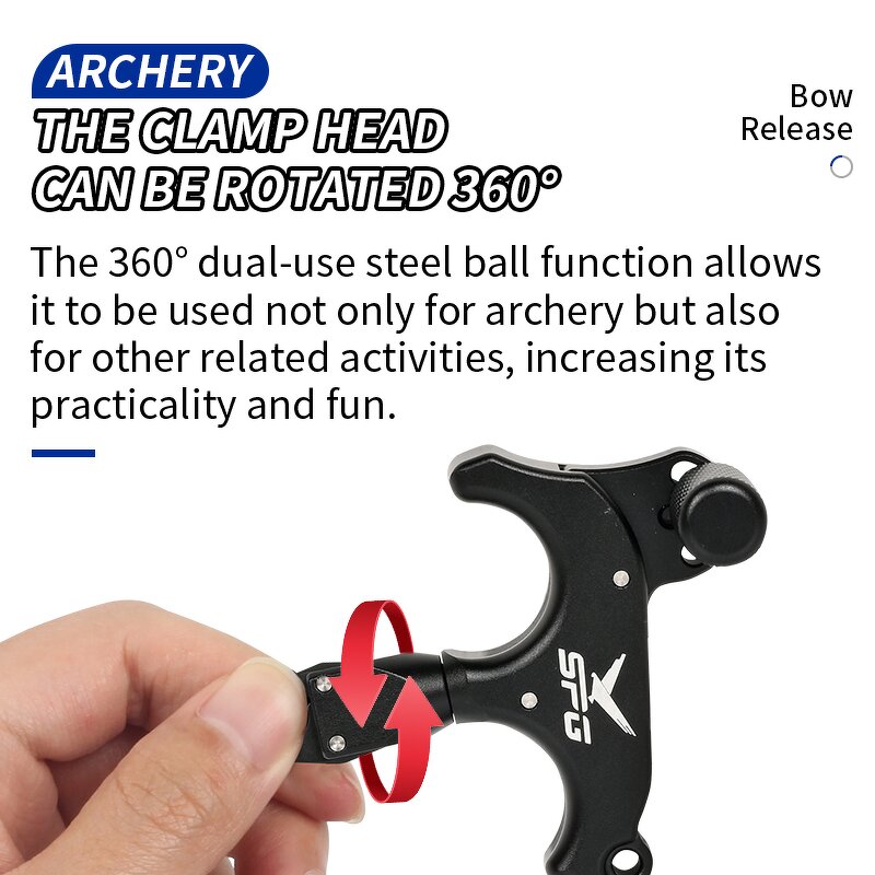 Bow Release Factory - 4 Finger Aluminum Alloy 360° Rotatable Caliper Thumb