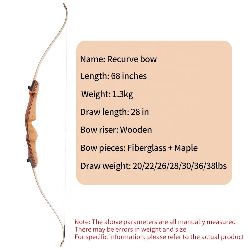 Recurve Bow Set Factory - 18-38 Lbs Wooden Riser Competition Beginner
