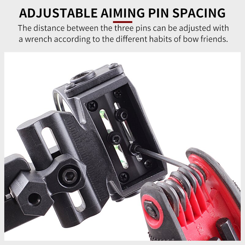 Compound Bow Sight Factory - 3 Pins 0.029'' Fiber Light Adjustable Left Right