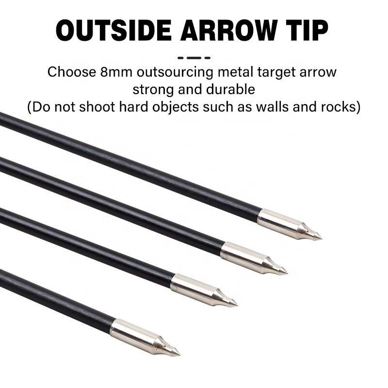 Fiber Carbon Arrow Factory - 8 mm 30 Inch Replaceable Tips Explosion Proof