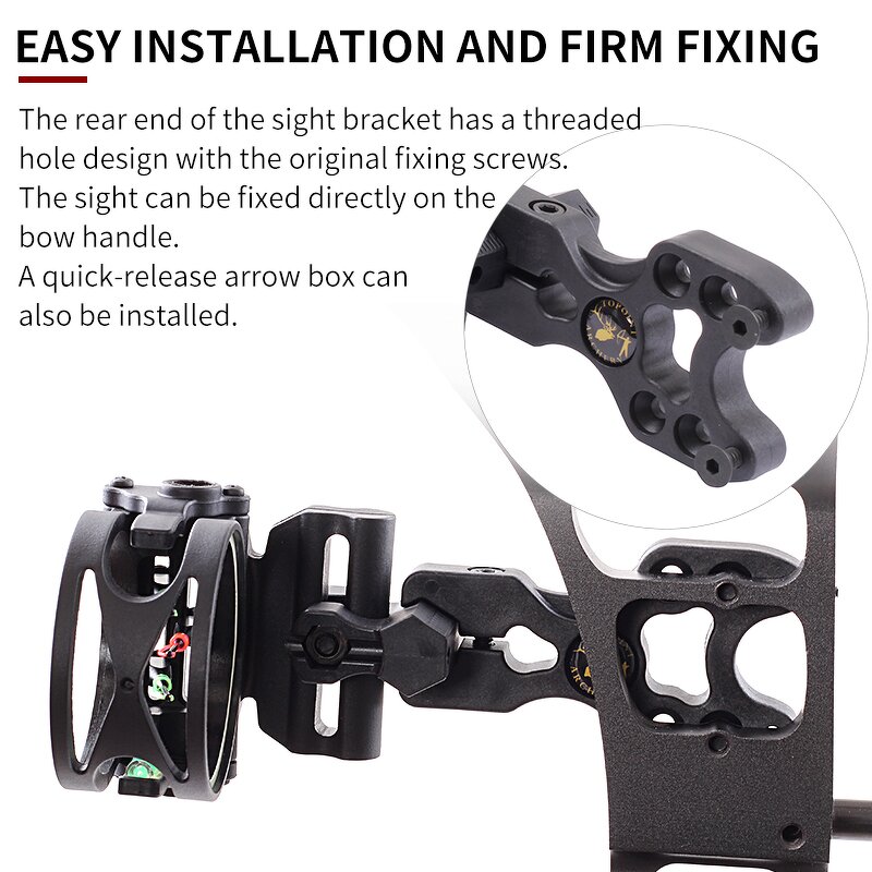 Compound Bow Sight Factory - 3 Pins 0.029'' Fiber Light Adjustable Left Right