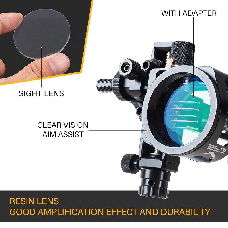 Bow Sights Factory - Aluminum Compound Pulley 5 Pin 6X/8X 1.75 Scope Lens