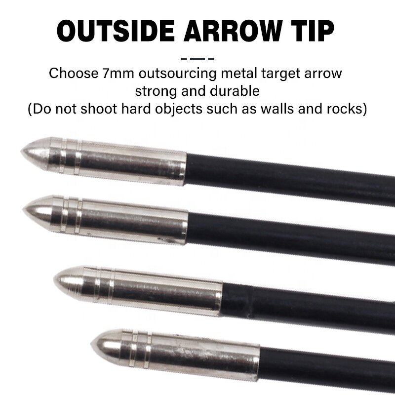 Fiberglass Arrow Factory - 7 mm 30 Inch Fixed Tips Traditional Recurve Bow