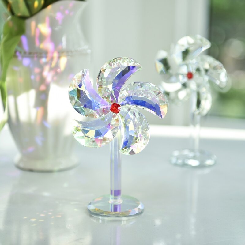Crystal Ornament Supplier - OEM Clear AB Color Windmill Model