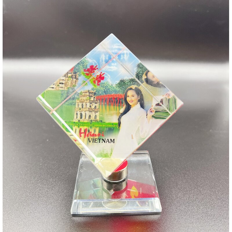 Crystal Photo Frame Manufacturer - OEM Wholesale 60mm Rotating Glass Cube