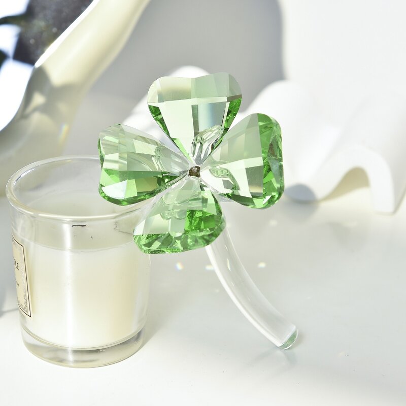 Crystal Figurine Supplier - OEM Four-Leaf Clover Glass Ornament