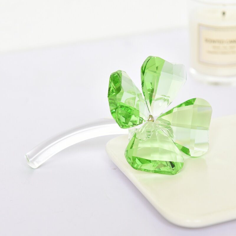 Crystal Figurine Supplier - OEM Four-Leaf Clover Glass Ornament
