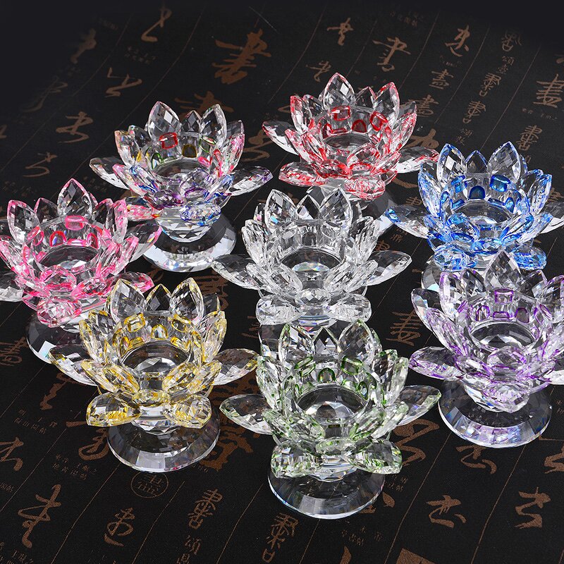 Crystal Candlestick Factory - OEM Wholesale Fengshui Lotus Glass Candle