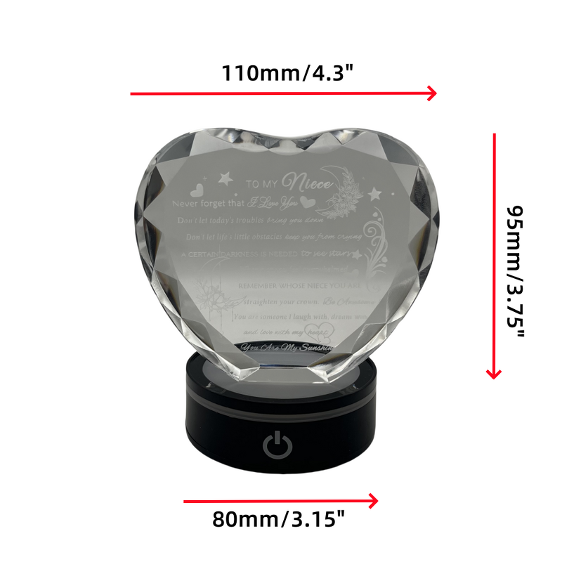 Crystal Heart Manufacturer - OEM Laser Engraving K9 with Colorful Light