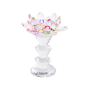 Crystal Candle Stand Manufacturer - OEM Wholesale K9 Glass Lotus Holder